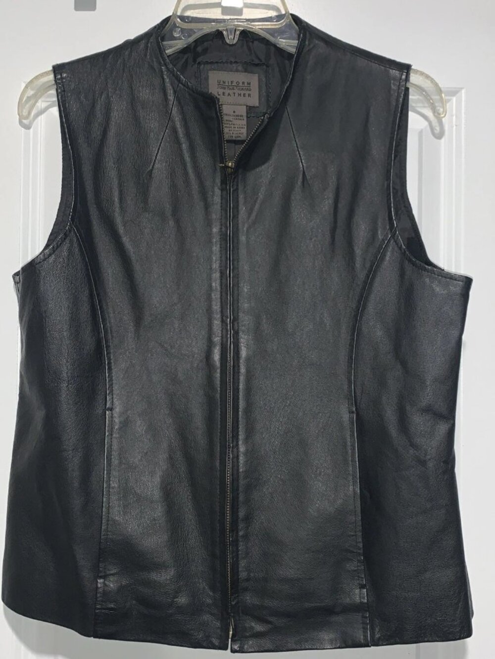 WMS JOHN PAUL RICHARD SZ 6 ZIP FRONT BLACK SOFT LEATHER VEST W 2 FT POCKETS